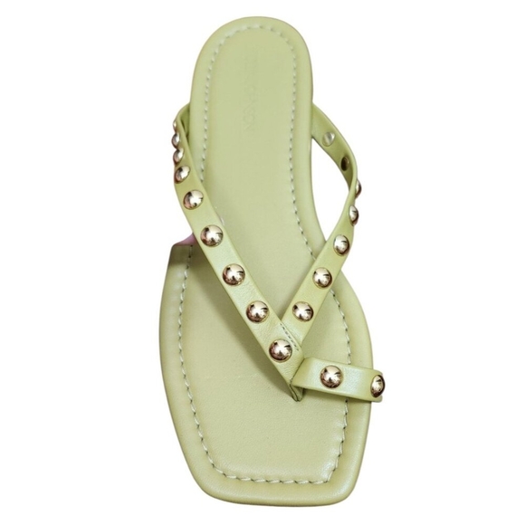 Ulla Johnson Olive Green Studded Sandals Size 9.5US Square Toe Crisscross Strap - Picture 5 of 11